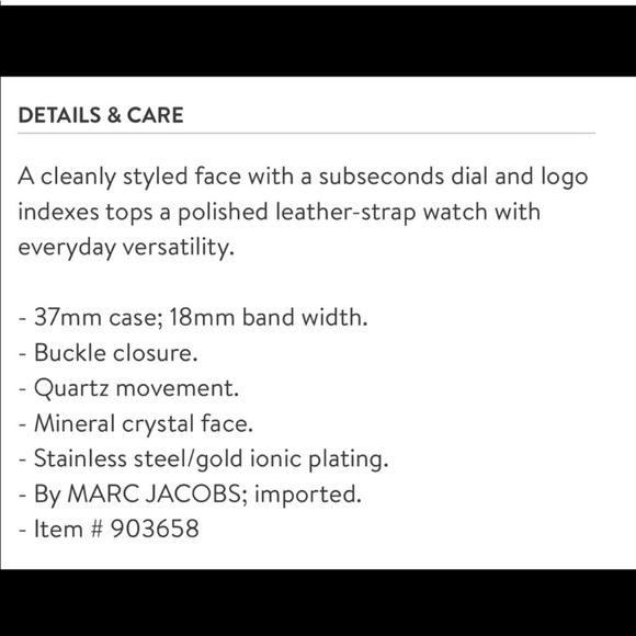 Marc Jacobs black leather watch main image 2